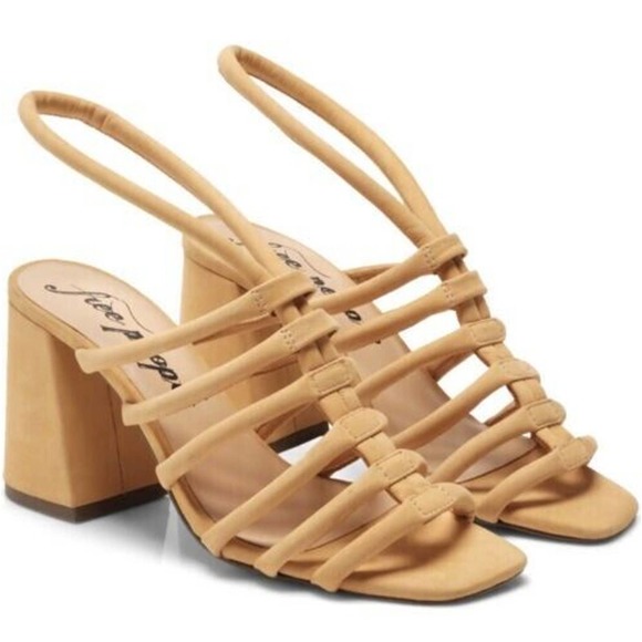 Free People Shoes - FREE PEOPLE HOT ORANGE COLETTE CINCHED HEEL SANDALS SIZE 8